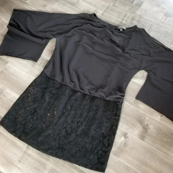 NWT Picadilly black open flowy mesh kimono angel sleeves - Picture 3 of 7